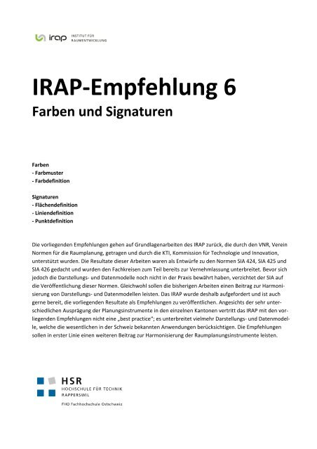 IRAP-Empfehlung 6 Farben und Signaturen