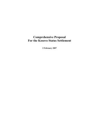 Comprehensive Proposal For the Kosovo Status Settlement - Kuvendi