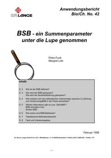 BSB - ein Summenparameter unter die Lupe genommen - Hach Lange