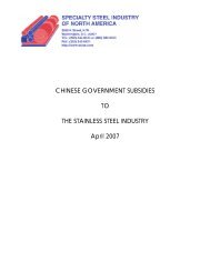 chinese government subsidies to the stainless steel industry - SSINA