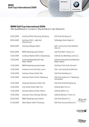 BMW Golf Cup International 2009 turniere
