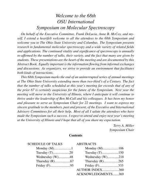 Abstract Book - International Symposium on Molecular Spectroscopy