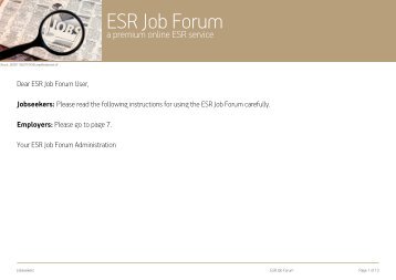 ESR Job Forum - myESR.org