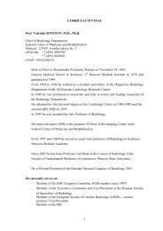 1 CURRICULUM VITAE Prof. Valentin SINITSYN, MD, Ph.D. Chief of ...