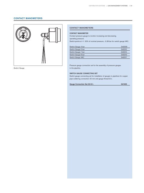 Gas Management Systems System Components Catalogue – ISO Standard