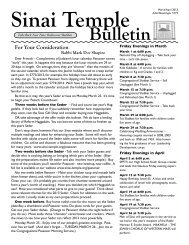 March-April 2013 Bulletin - Sinai Temple