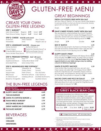 GLuTeN-Free MeNu - Bagger Dave's