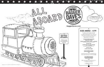 KIDS MENU - 4.99 - Bagger Dave's