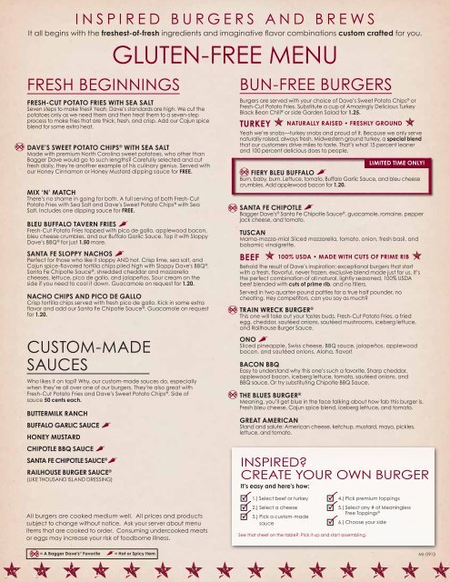 PDF) Bagger Dave's Gluten Free Menu PDF) Bagger Dave's Gluten Free Menu
