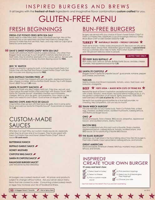 (PDF) Bagger Dave's Gluten Free Menu