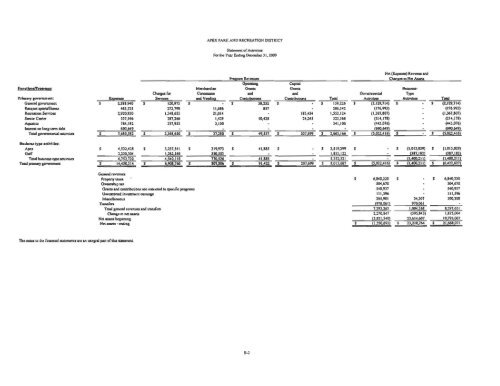 2009 Comprehensive Annual Financial Report - Apex Park and ...