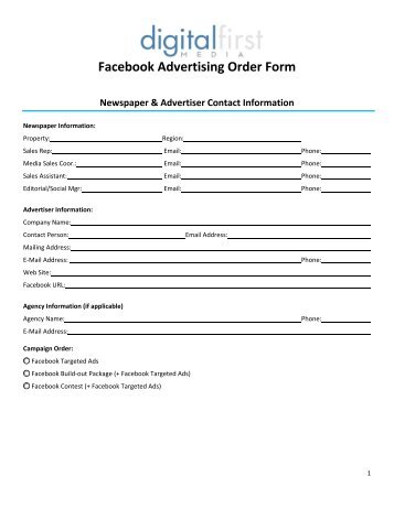 Facebook Advertising Order Form - Boulder Daily Camera