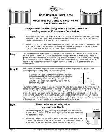 Good Neighbor Picket Fence Instructions - Digger Specialties, Inc.