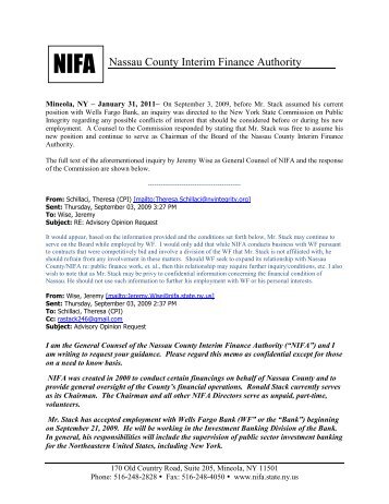Ronald Stack Press Release - Nassau County Interim Finance ...