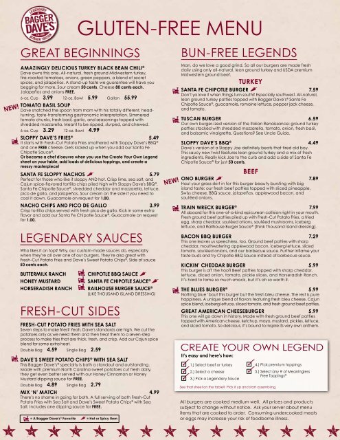 gLUTEN-FREE MENU - Bagger Dave's