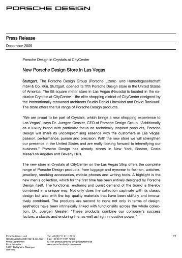 Press Release New Porsche Design Store in Las Vegas - CityCenter