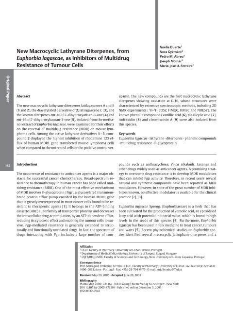 New Macrocyclic Lathyrane Diterpenes, from Euphorbia lagascae ...