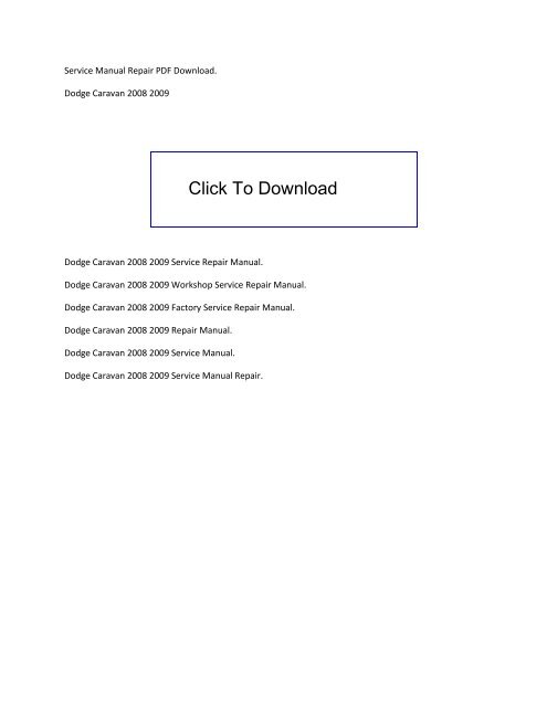 Grand Caravan Service Manual Download Grand Caravan Service Manual Download