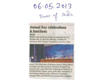 Annual Day Celebrations & Functions - Ircon International Ltd.