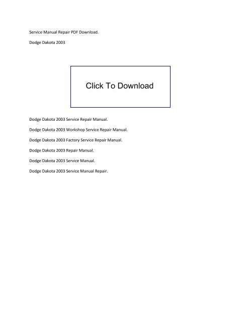 2002 2003 Dodge Dakota Factory Repair Service Manual Vehicle Parts Accessories Car Manuals Literature