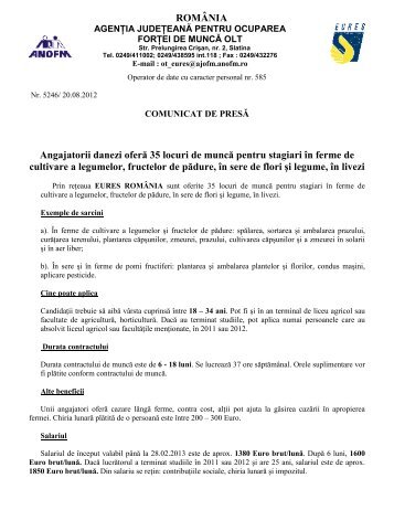 Angajatorii danezi oferă 35 locuri de muncă pentru ... - AJOFM Olt