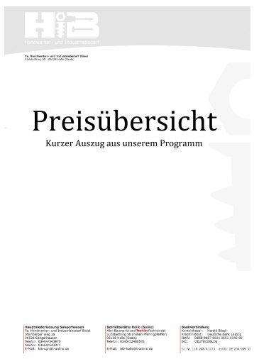 Preisübersicht