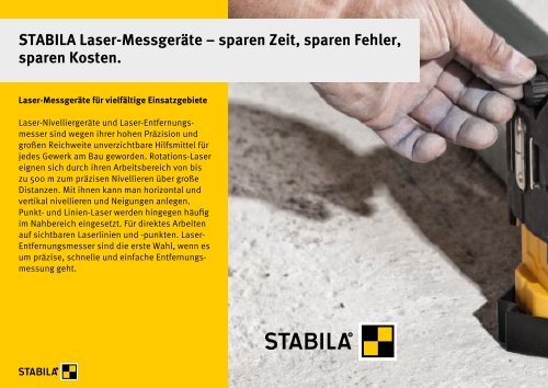 STABILA Messwerkzeuge für echte Profis Anwenderkatalog 2015/2016