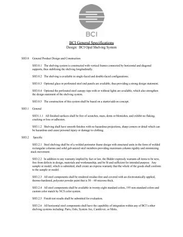 Opal Shelving System Specifications - BCI Library Design