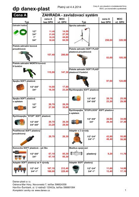 ZahradnÃ­ zavlaÅ¾ovacÃ­ systÃ©m - DANEX-PLAST s.r.o.