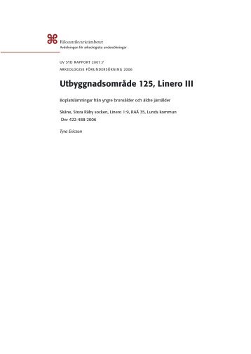 UV Syd Rapport 2007:7 - RiksantikvarieÃ¤mbetet, avdelningen fÃ¶r ...