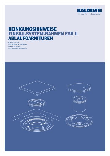 reinigungshinweise einbau-system-rahmen esr ii ablaufgarnituren