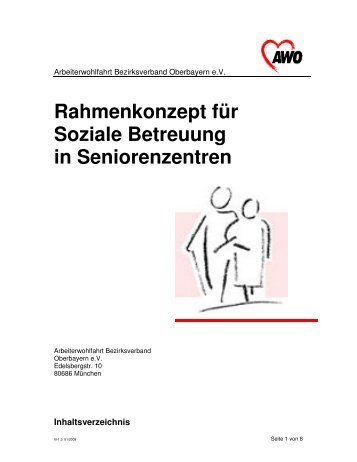 Rahmenkonzept für Soziale Betreuung in Seniorenzentren