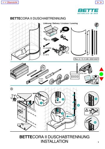 BETTECORA II DUSCHABTRENNUNG INSTALLATION