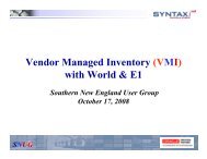 Vendor Managed Inventory - Southern New England User's Group