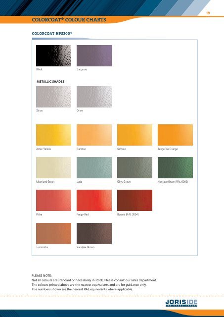 Hps200 Colour Chart