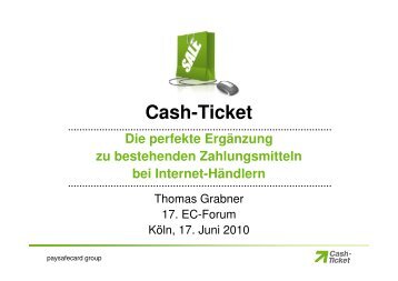 Vortrag von Thomas Grabner, Cash-Ticket, am 17.06 - ECC Handel