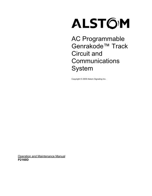 AC Programmable Genrakodeâ ¢ Track Circuit and ... - Alstom
