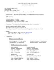 2011 TSAA Annual Meeting Minutes - Texas State Archery Association