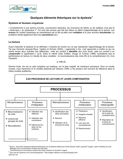 2 ÃlÃ©ments thÃ©oriques - fÃ©vrier 09.pdf - Commission Scolaire des ...