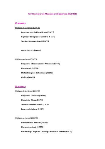 Perfil Curricular do Mestrado em BioquÃ­mica 2012/2013 1Âº semestre ...