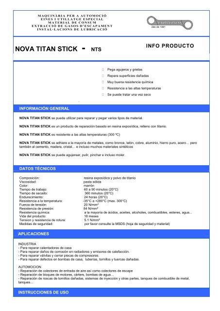 NOVA TITAN STICK - NTS - Expo Einess