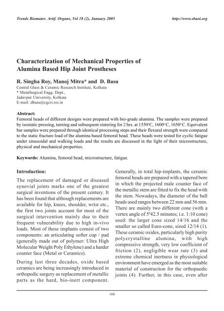 Characterization of Mechanical Properties of Alumina ... - medIND