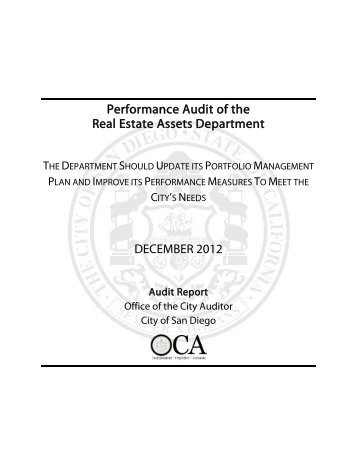 Performance Audit of the Real Estate Assets ... - City of San Diego