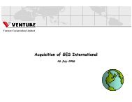 Acquisition of GES International - Venture Corporation Limited