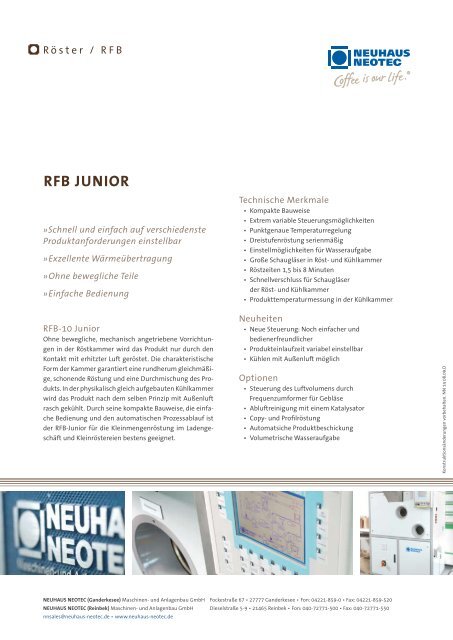 rfb junior Vollautomatischer kleinröster - Neuhaus Neotec