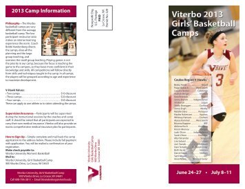Summer 2013 Camp Brochure - Viterbo University Athletics