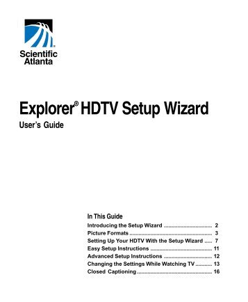 User Guide - Explorer HDTV Setup Wizard - My Account