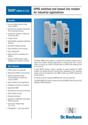 GPRS switched and leased line modem for industrial applications