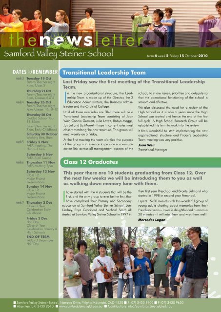 Newsletter Term 4 Week 2 - Samford Valley Steiner School
