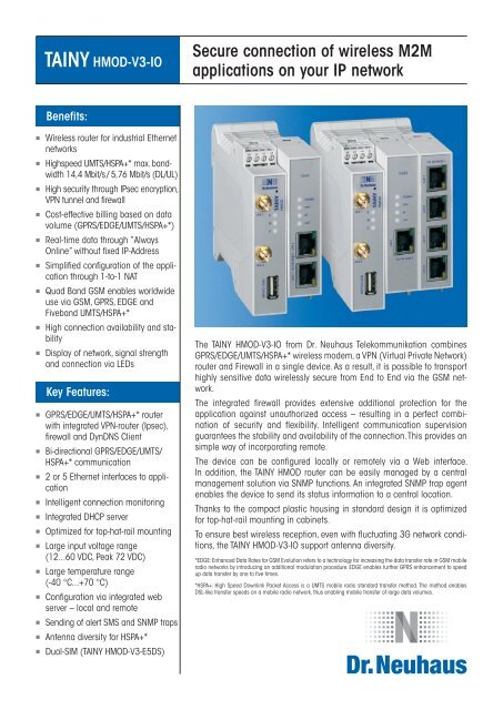 Secure connection of wireless M2M applications on your IP network